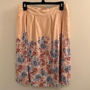 Flowy floral pink midi skirt